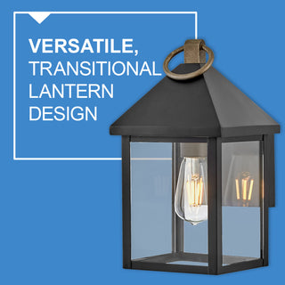 Lark Rhett 13" Small Outdoor Wall Mount Lantern, Black + Burnished Bronze
