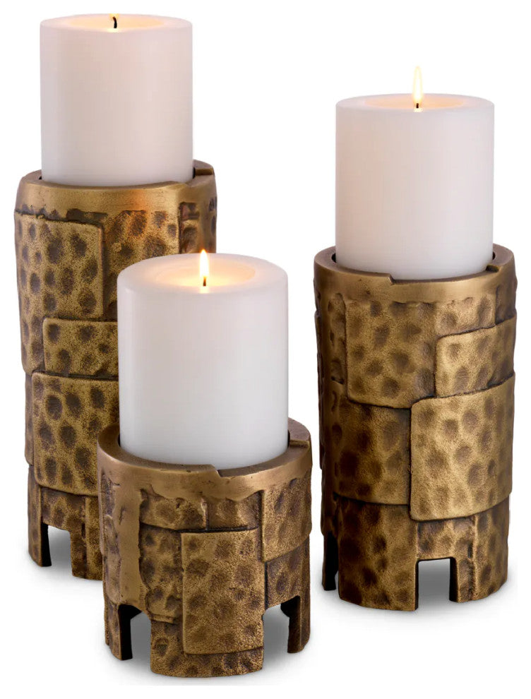 Vintage Brass Candle Holder Set (3) | Eichholtz Laurentios