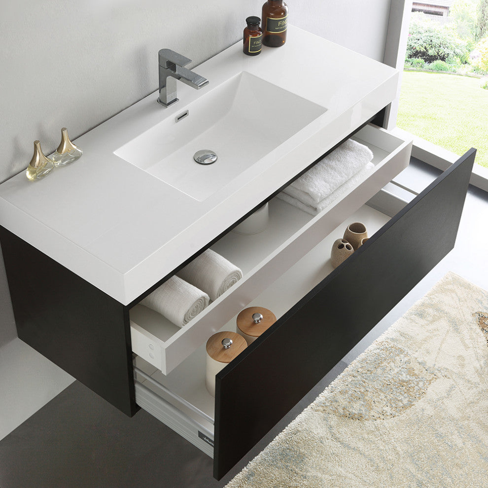 Fresca Mezzo 48" Black Wall Hung Cabinet With Integrated Sink