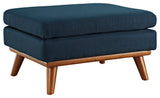 Modern Azure Engage Upholstered Fabric Ottoman