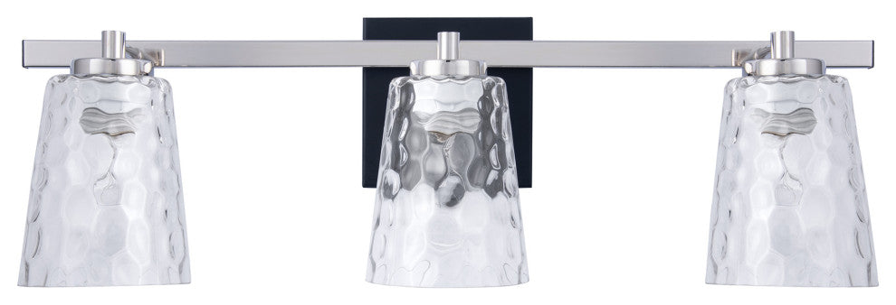 3-Light Modern Brushed Nickel Wall Sconce Vanity Light With Crystal Lampshade