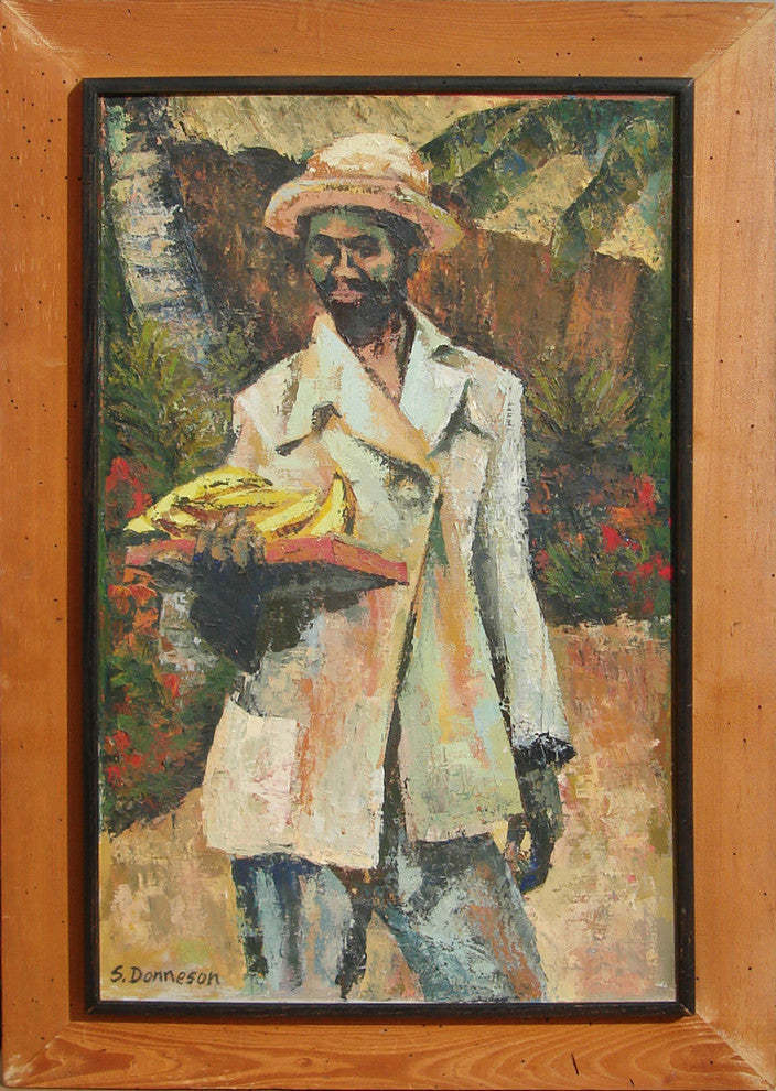 Seena Donneson "Man With Bananas" Oil Painting