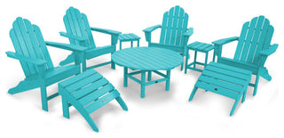 Polywood Long Island Adirondack 9-Piece Conversation Group, Aruba