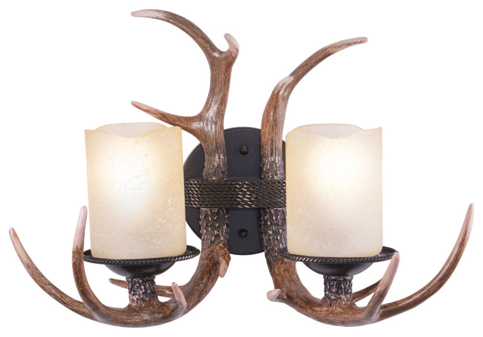 Yoho 2-Light Antler Vanity Black Walnut