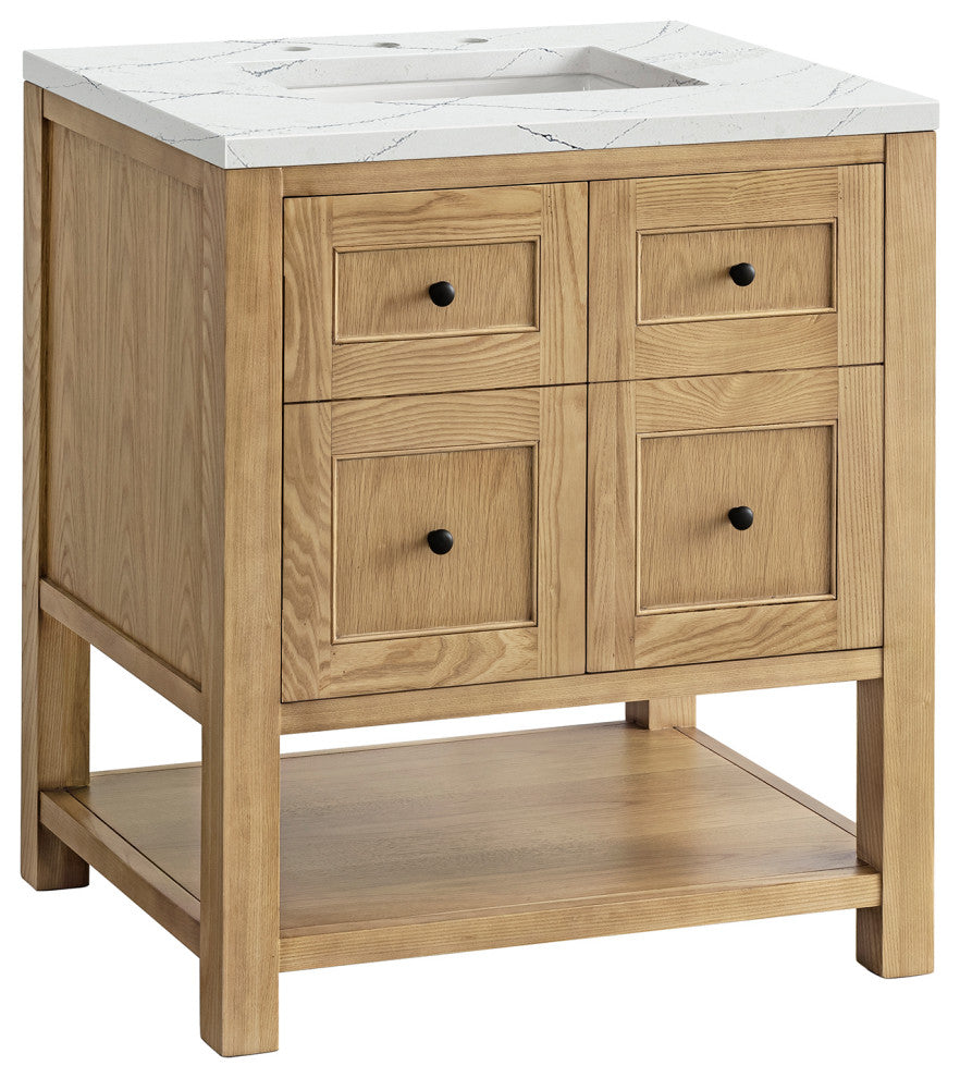 James Martin Breckenridge Bath Vanity, Light Natural Oak, 30", Ethereal Noctis, Three-Hole
