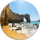 Wide Portugal Beach With White Waters, Modern Beach Round Wall Art, 23"
