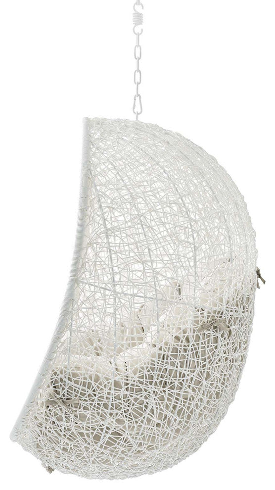Swing Lounge Chair, Sunbrella, White Beige, Modern, Outdoor Patio Balcony Garden