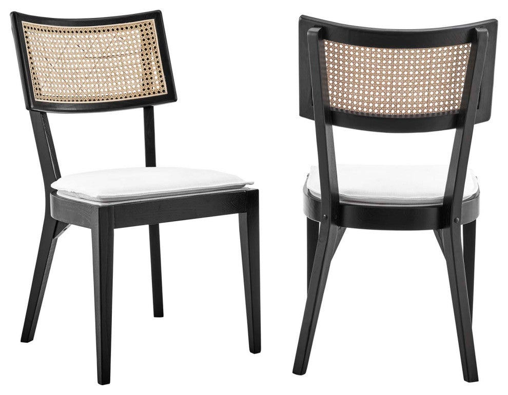 Caledonia Wood Dining Chair Set of 2, Black White