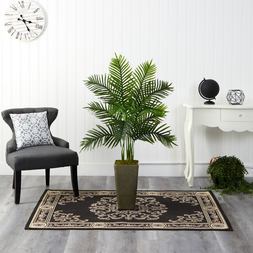 4'' Areca Palm Artificial Tree, Green Planter, Real Touch