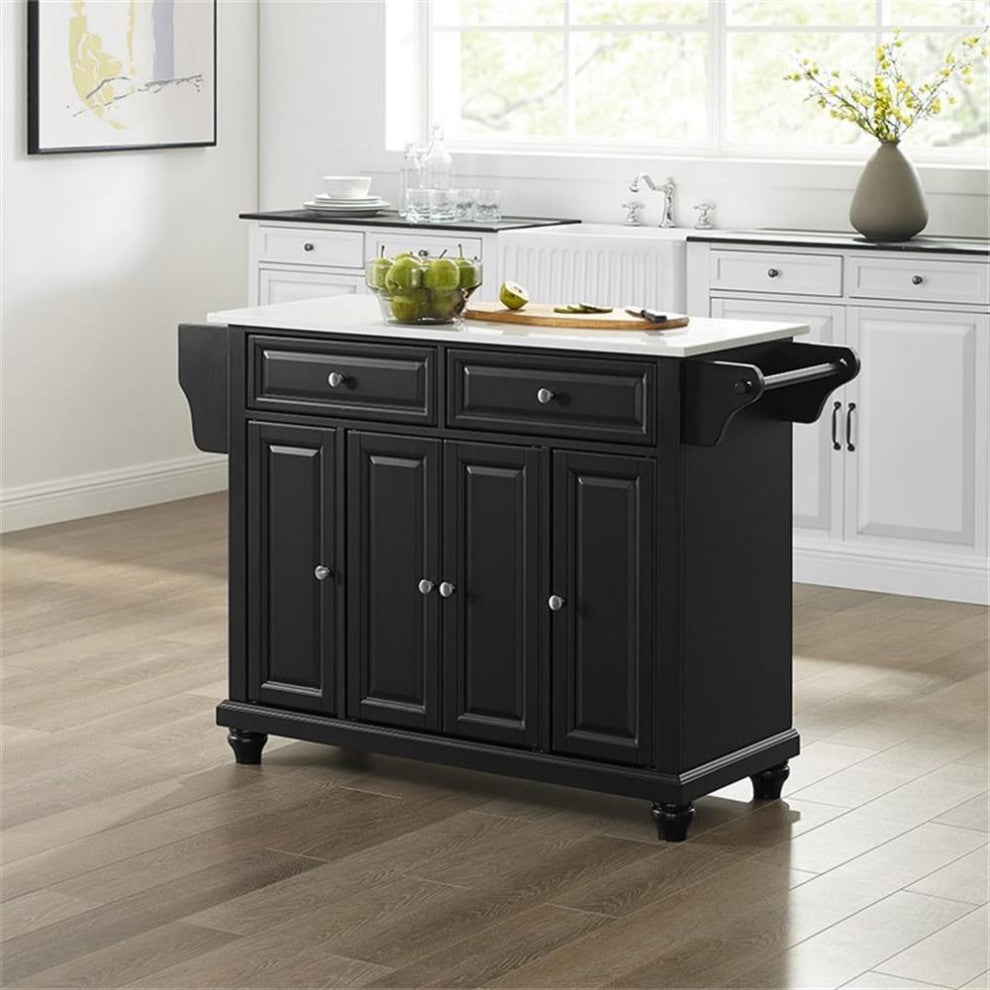 Crosley Furniture Cambridge Wood Granite Top Kitchen Island in Black