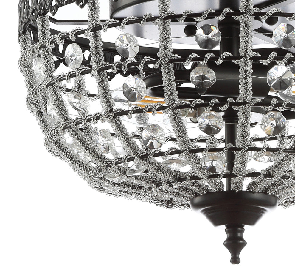Anita 12" Low-Ceiling Metal and Acrylic LED Flush Mount, Black and Clear