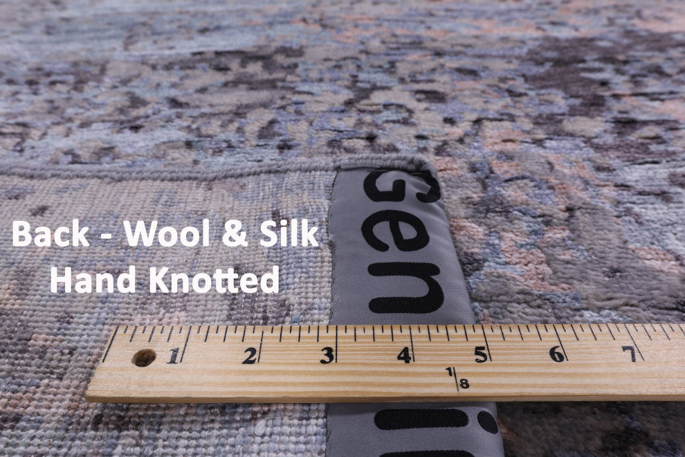 8' 0" X 10' 2" Handmade Wool and Silk Abstract Rug Q7041