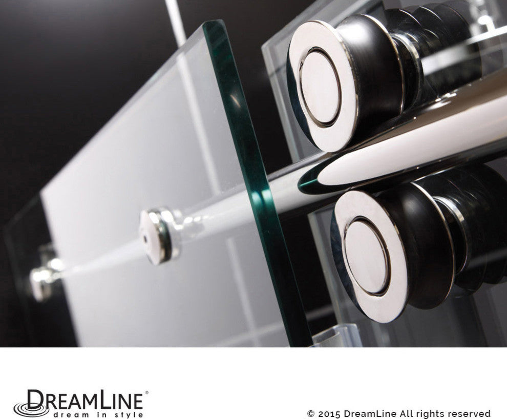 Enigma 68-72"W Fully Frameless Sliding Shower Door, Brushed Stainless Steel,