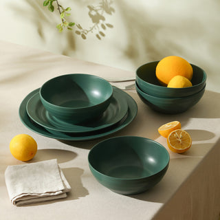 Stone Lain Orbit Stoneware 24-Piece Dinnerware Set, Green
