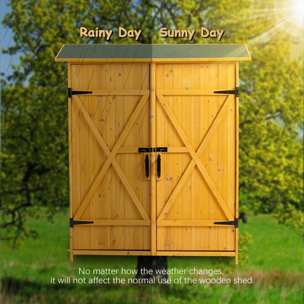 Outdoor Storage Shed With Lockable Door, Natural
