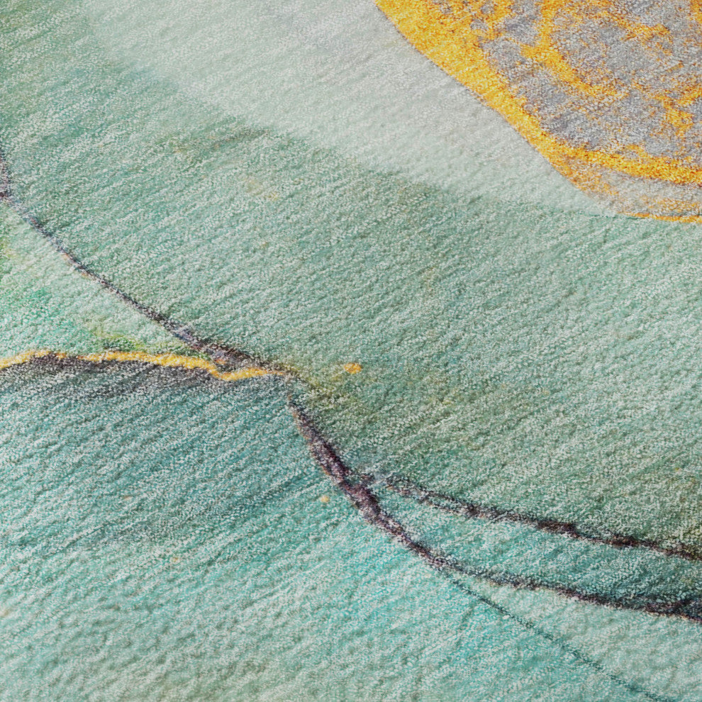 Premium Machine Washable Mayfield AMF506 Teal 8' x 10' Rug