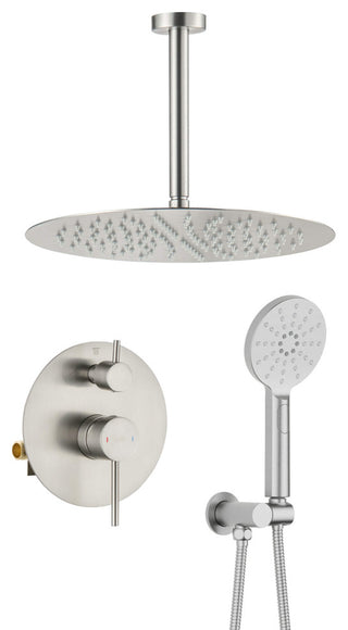 Ceiling Mounted 2-Function Shower System, Rough, Valve, Brushed Nickel
