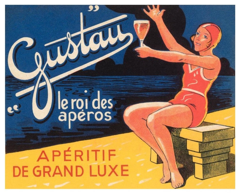 "Gustau Aperitif" Digital Paper Print by Vintage Booze Labels, 42"x34"