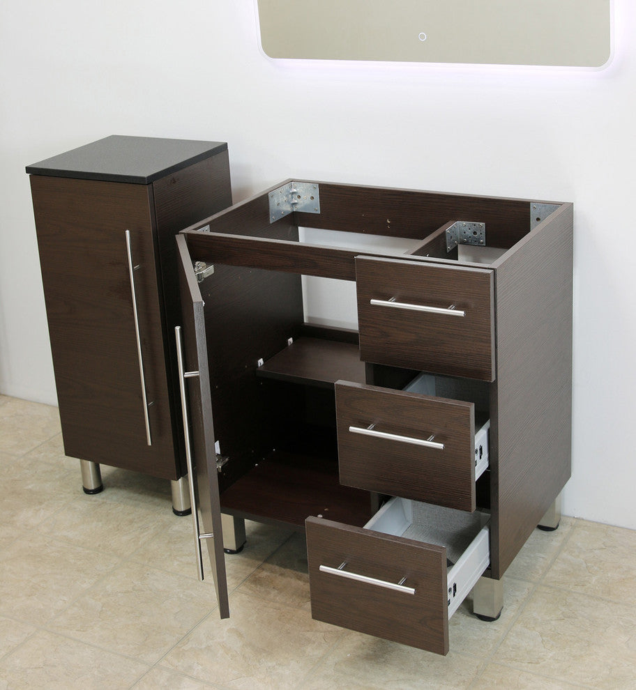 Windbay 30" Free Standing Vanity, Brown, White Stone Countertop