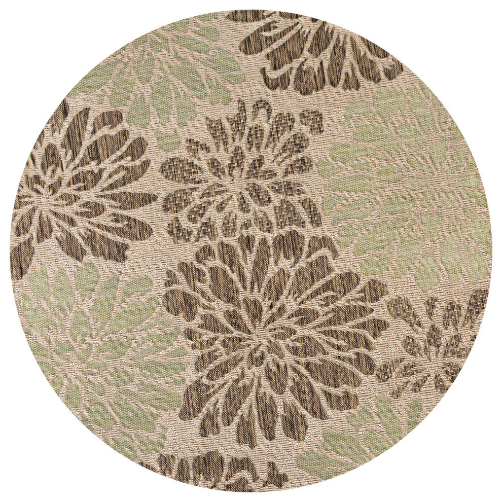 Zinnia Modern Floral Textured Weave Indoor/Outdoor Area Rug