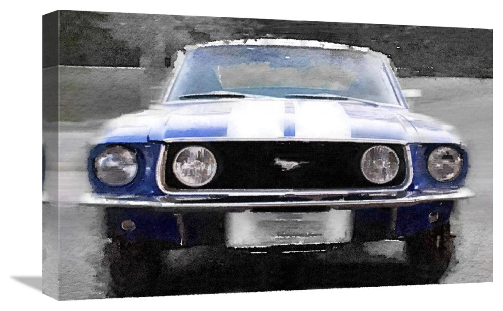 "1968 Ford mustang Front End Watercolor" Fine Art Print
