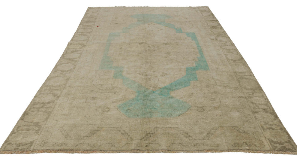 Vintage Turkish Hand-Knotted Rug 5' 7" x 8' 8", 67 in. x 104 in.