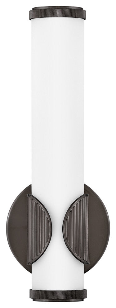 Hinkley Femi 13" Small LED Bath Vanity Sconce, Black Oxide + Etched Opal Glass