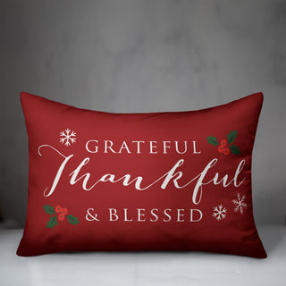 Red Green Grateful Thankful Blessed 20x14 Spun Poly Pillow