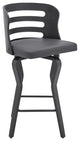 Verne 26" Swivel Gray Faux Leather and Black Wood Bar Stool