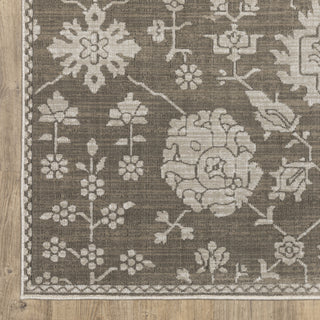 Iris Two-Tone Oriental Grey/ Light Grey Area Rug 6'7" x 9'6"