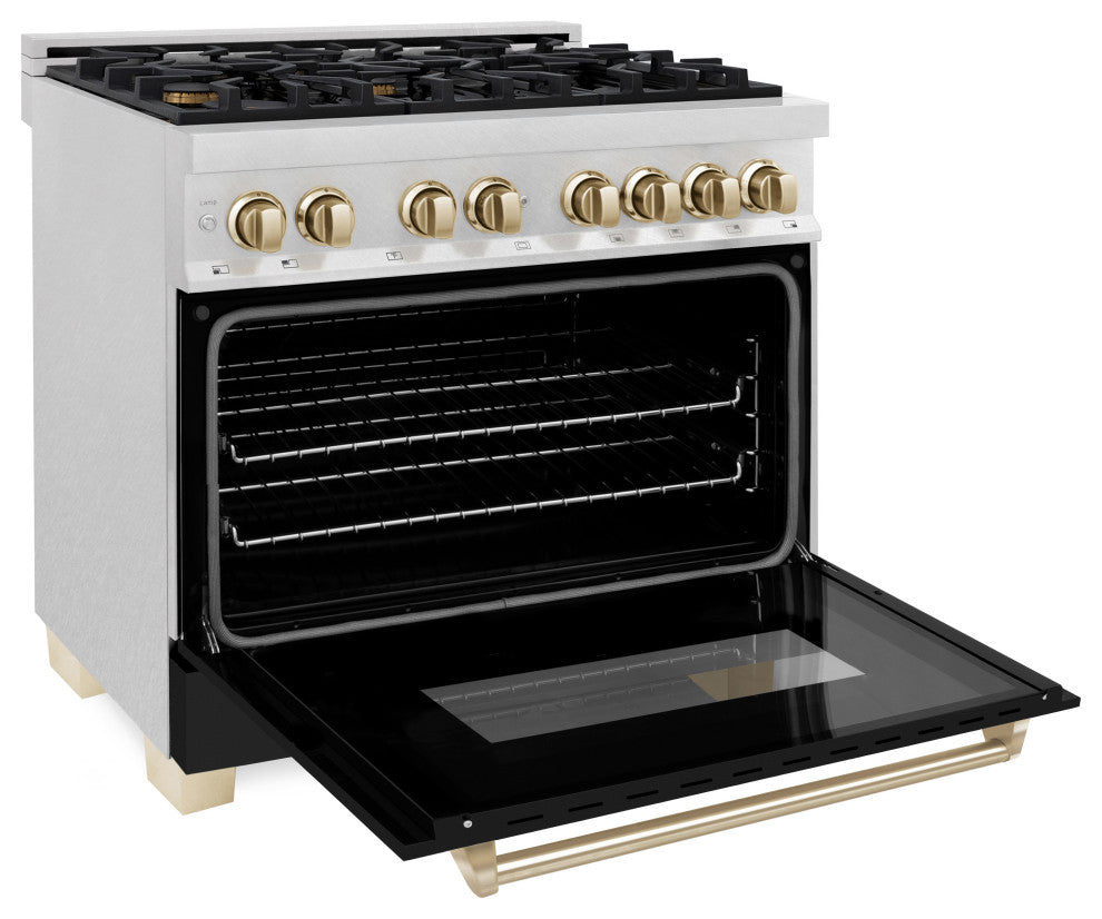 ZLINE Dual Fuel Range, DuraSnow Stainless Steel, RASZ-BLM-36-G