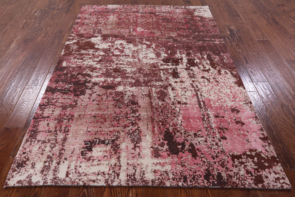 Handmade Abstract Wool and Silk Rug 5' 0" X 7' 0" Q7080