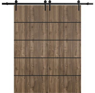 Sturdy Double Barn Door 48 x 96 with | Planum 0015 Walnut with  | 13FT