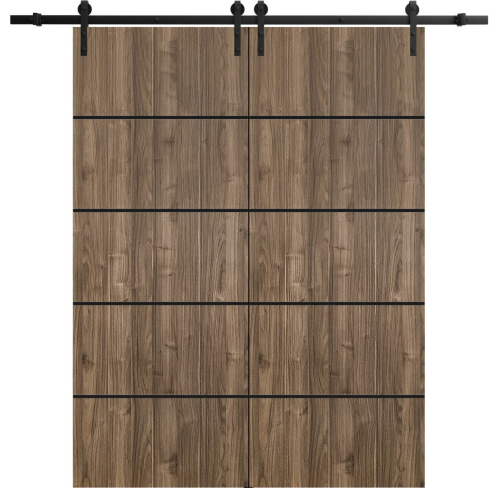 Sturdy Double Barn Door 48 x 96 with | Planum 0015 Walnut with  | 13FT