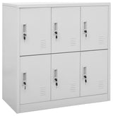 vidaXL Locker Cabinet Office Storage Cabinet File Cabinet Light Gray Steel, Light Gray, 2 Pcs 1 Piece, With 6 Lockers