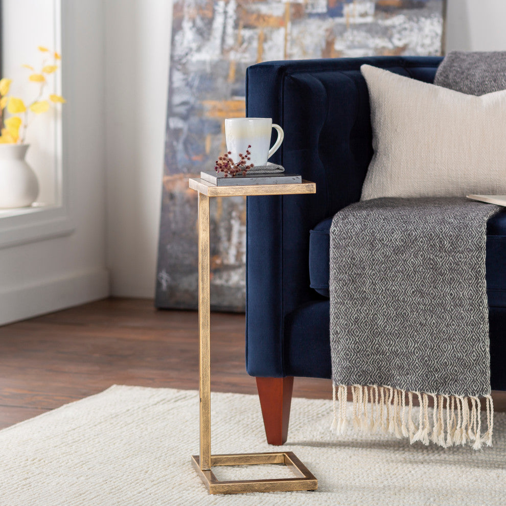 Surya Stone Age AGE-003 End Table, Black/Gold