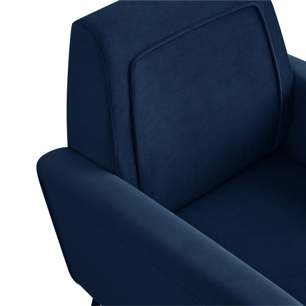 Inspired Home Holt Accent Chair Velvet/Linen 30Lx32Wx36H, Navy