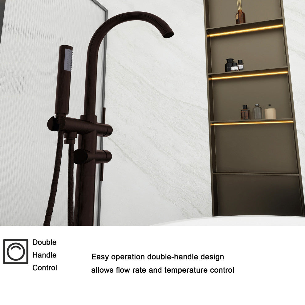 Freestanding Double Handle Clawfoot Tub Faucet, Brown