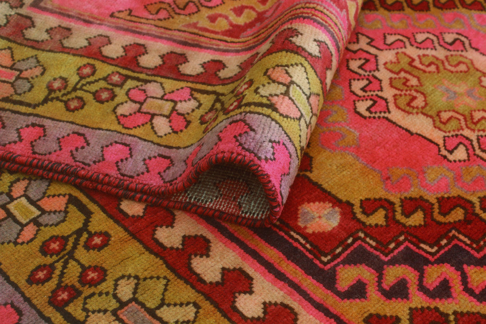 Fine Vintage Distressed Kohinoor Navy/Pink Runner, 3'7x9'11