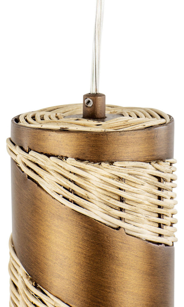 Flow 1-Lt Cylinder Mini Pendant - Baguette/Natural Rattan