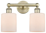 Edison Cobbleskill-2 Lt 14"Bath Vanity Lt-Antique Brass Finish-Matte White Shade
