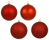 Vickerman 2.4" 4 Finish Ornament Assorted, Set of 60, Red