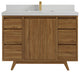 Madison Teak 48 Single Sink Bath Vanity in Dark Natural 2" Carrara Quartz