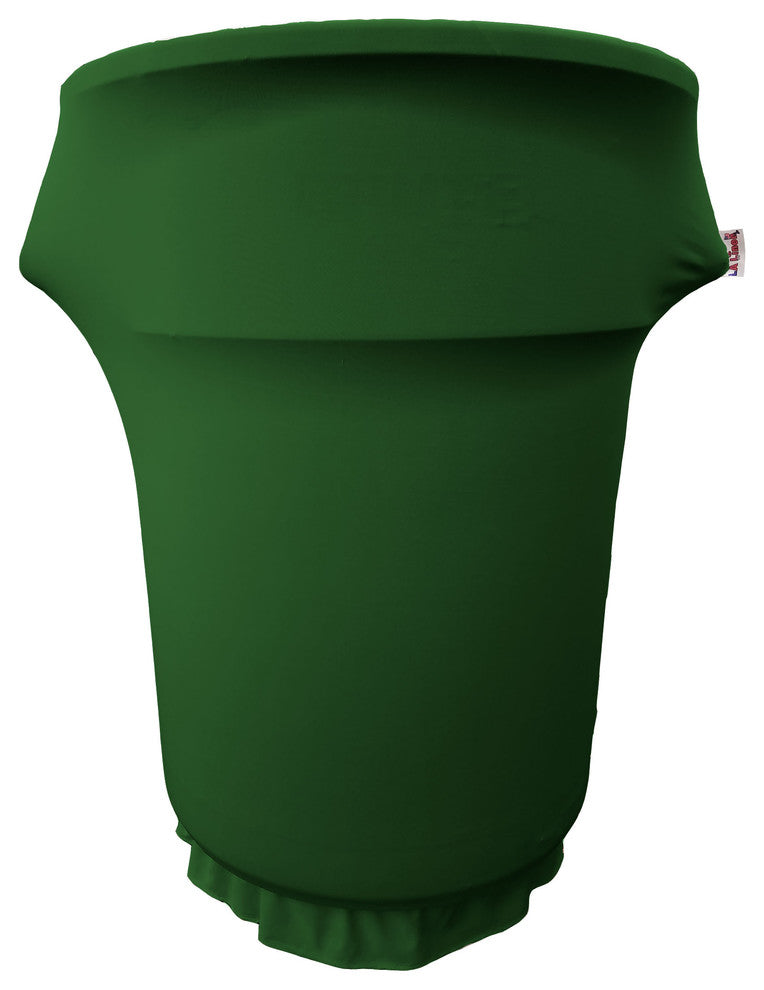 LA Linen Spandex Cover Fitted for 55 gal. Trash Can on Wheels, Emerald Green