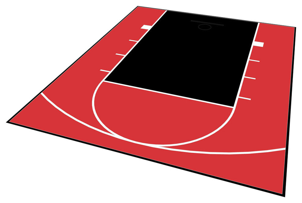 Outdoor Basketball Half Court Kit 20'x24', Black/Red