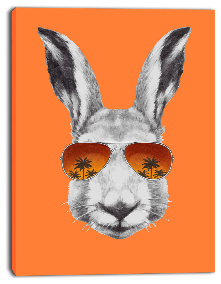 Funny Rabbit with Sunglasses, Animal Canvas Art Print, 30"x40"