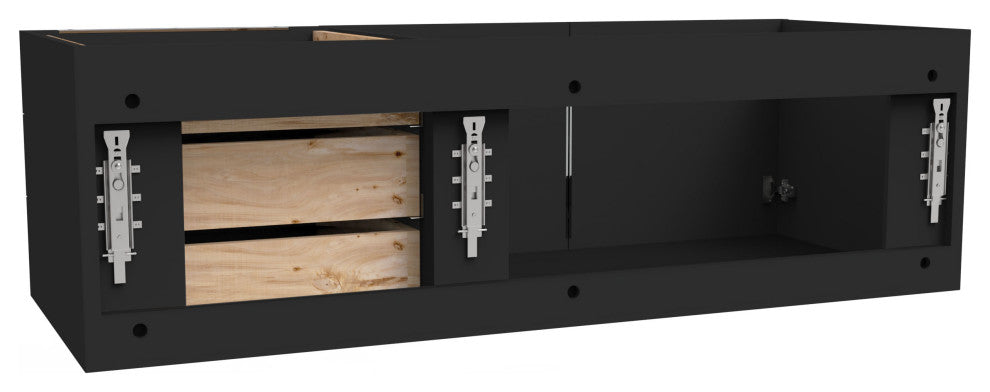 CastelloUSA Alpine 48" Wall Mounted Vanity, Base Only, Black, Brushed Nickel