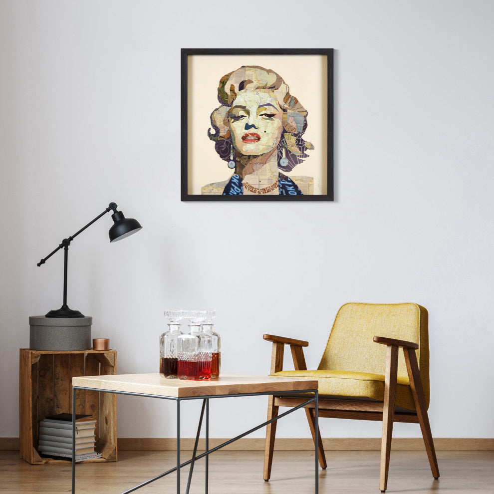 Homage to Marilyn Dimensional Collage Framed Graphic Art Under Glass Wall Art