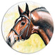 Brown Horse Portrait Painting, Animal Disc Metal Wall Art, 11"