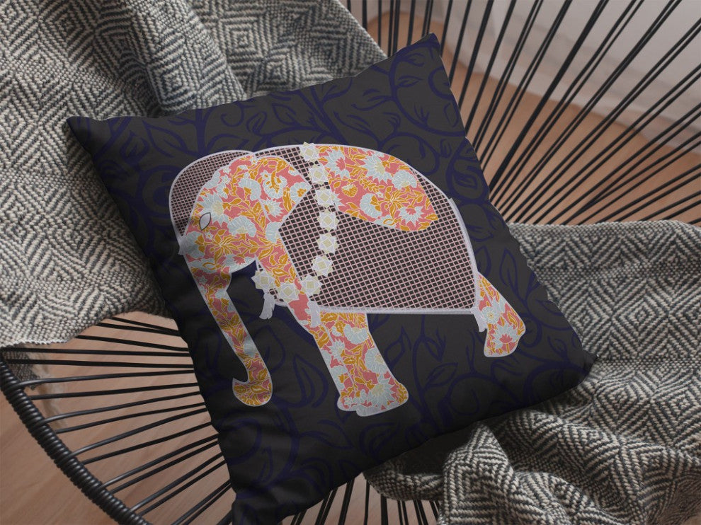 16 Orange Elephant Indoor Outdoor Throw Pillow